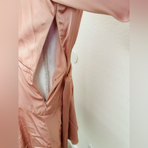 Vici Long Sleeve Satin Dress in Peach - Picture 6 of 10